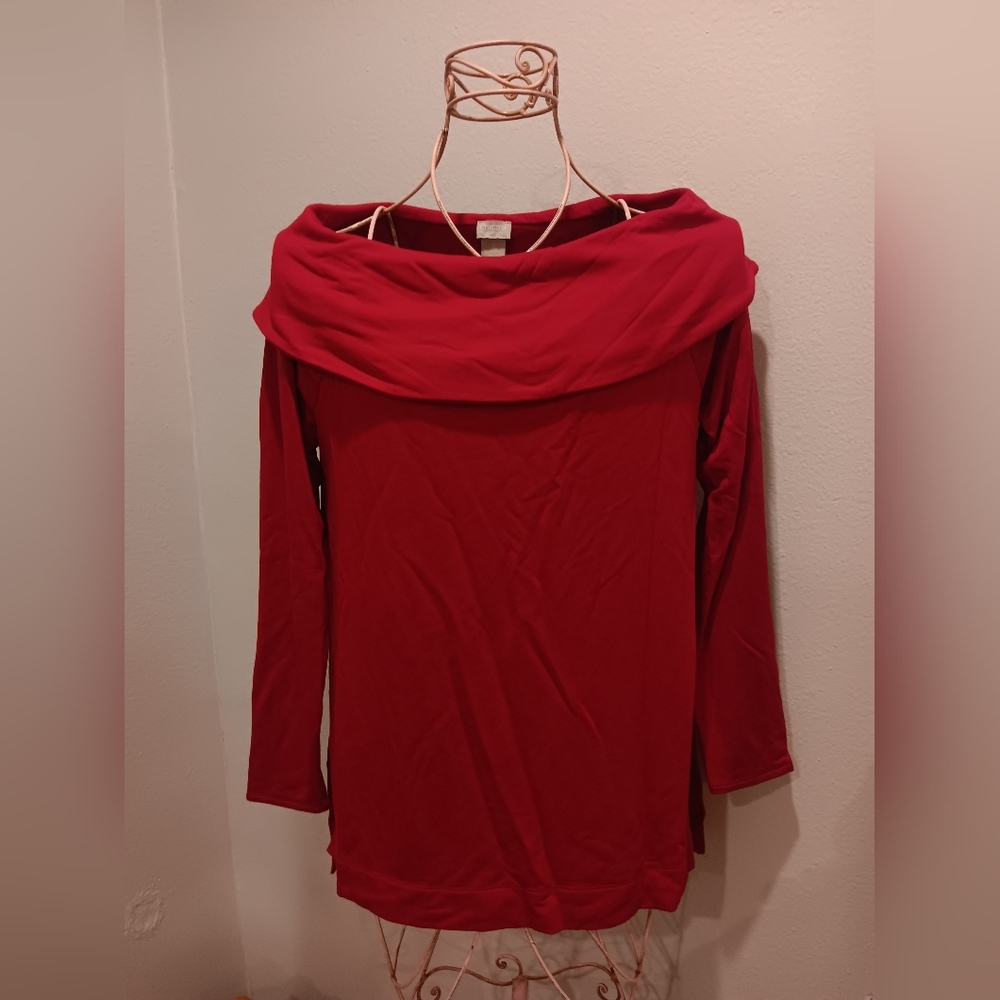 CHICOS Red Cowlneck Sweater